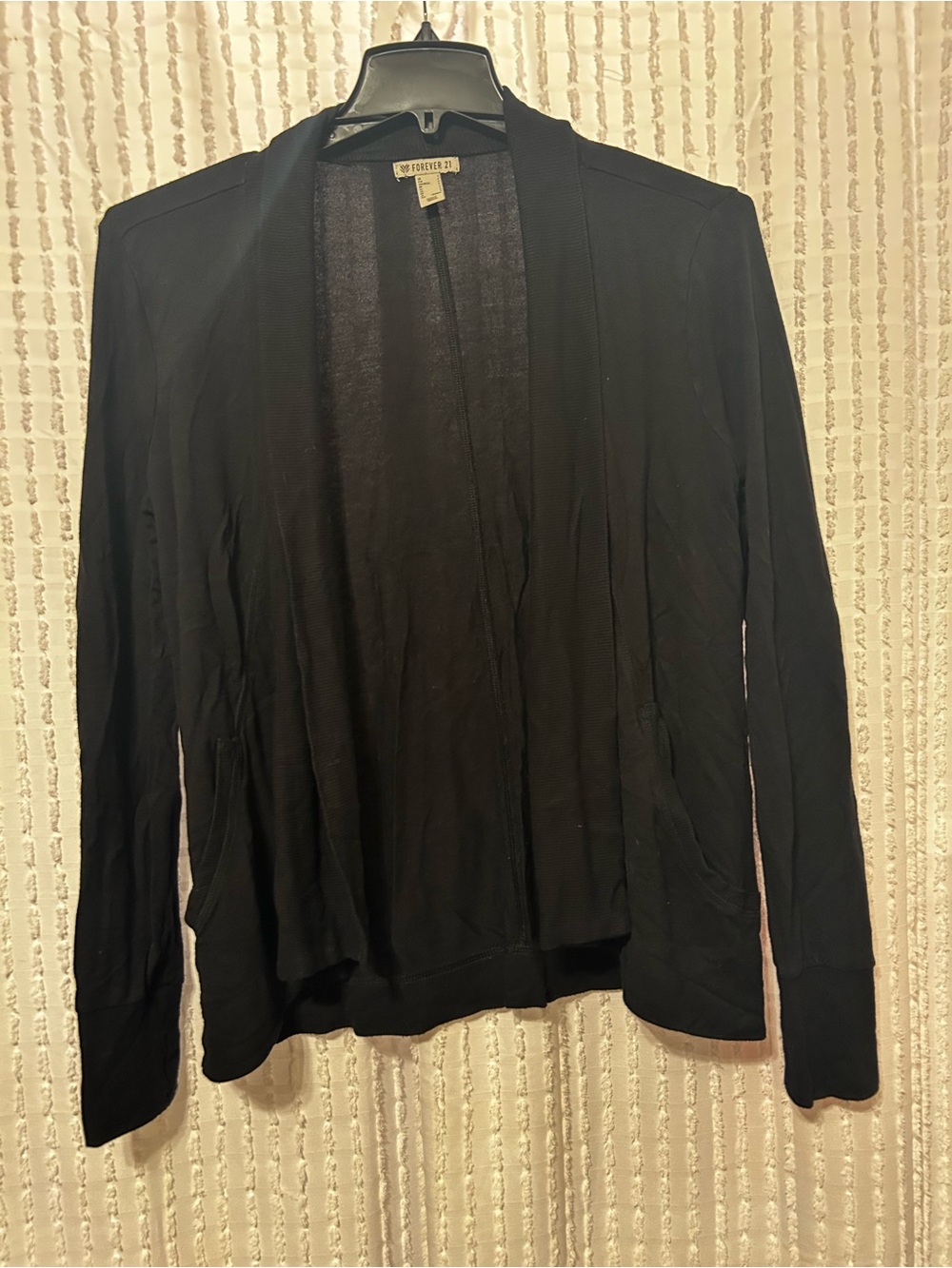 Forever 21 Womens Black Open Front‎ Cardigan Sweater Small With Pockets